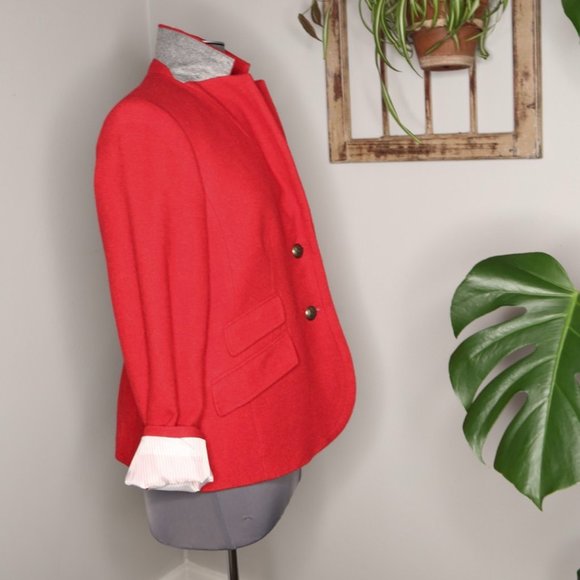 TALBOTS Petites Classic RED 2 Button WOOL Blazer SIZE 12p LIKE NEW Condition! - Picture 7 of 9